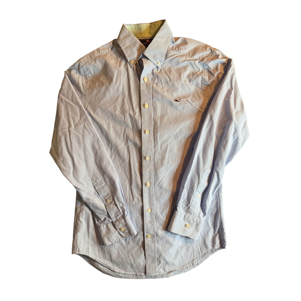 Vineyard Vines Slim Fit Whale Shirt Mens Small Blue White Striped Button Down